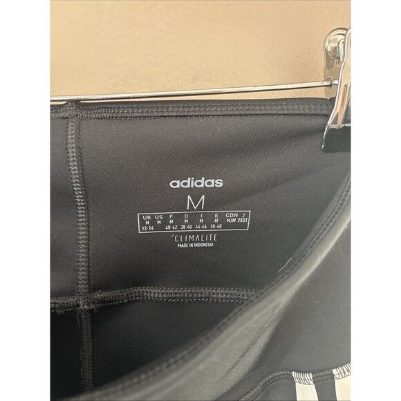 Adidas Women’s Medium Climalite Black Leggings White Stripes - Picture 6 of 7